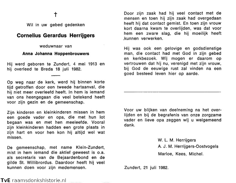 Cornelius Gerardus Herrijgers Anna Johanna Hoppenbrouwers