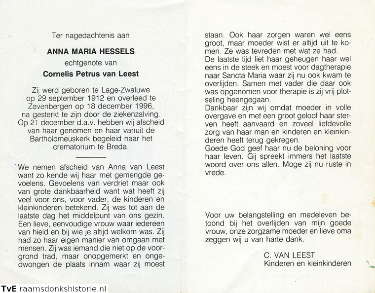 Anna Maria Hessels Cornelis Petrus van Leest