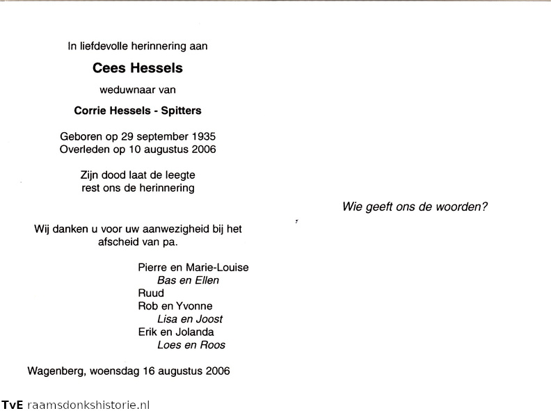 Cees Hessels Corrie Spitters