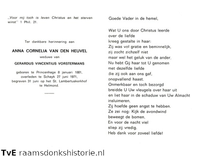 Anna Cornelia van den Heuvel Gerardus Vincentius Vorstermans