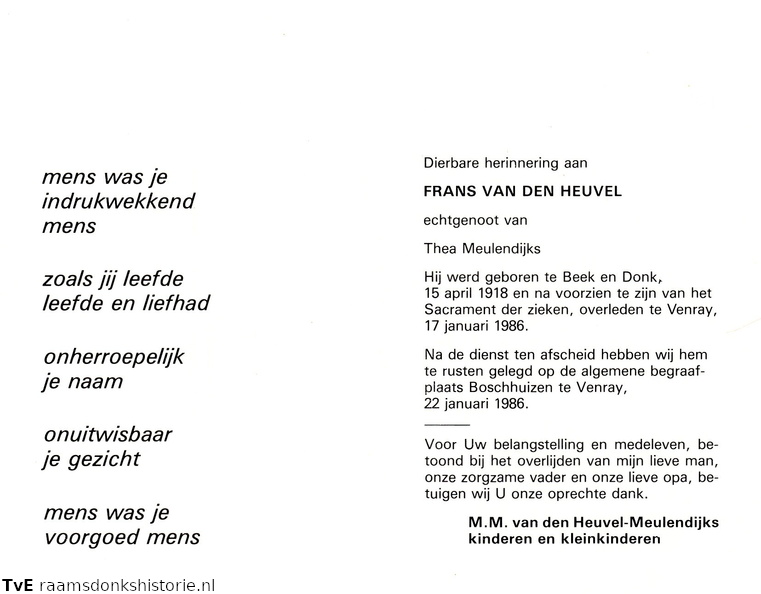 Frans van den Heuvel Thea Meulendijks