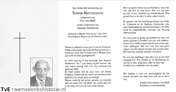 Tonnie Heuvelmans Cor van Delft-Antonia Verhoeven