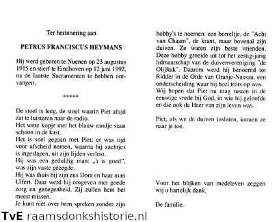 Petrus Franciscus Heymans, 