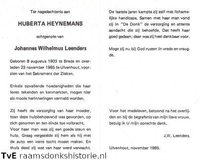 Huberta Heynemans Johannes Wilhelmus Leenders