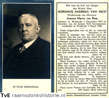 Adrianus Andreas van Hilst Joanna Maria van Ree