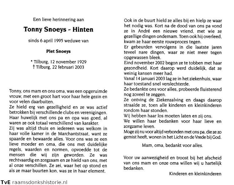 Tonny Hinten Piet Snoeys