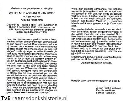 Wilhelmus Adrianus van Hoek Alouisa Hobbelen