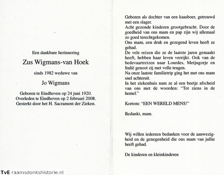 Zus van Hoek Jo Wigmans