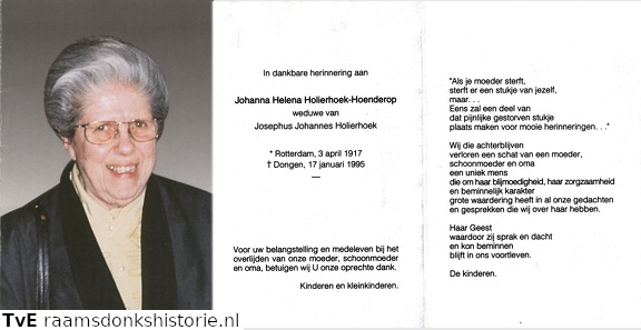 Johanna Helena Hoenderop Josephus Johannes Holierhoek
