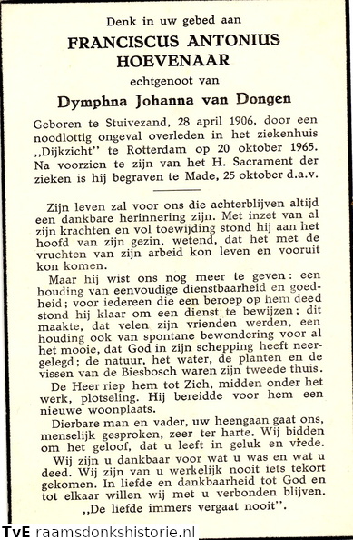 Franciscus Antonius Hoevenaar Dymphna Johanna van Dongen