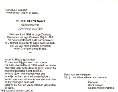 Pieter Hoevenaar Johanna Luijten