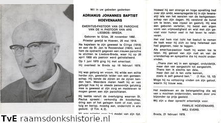 Adrianus Johannes Baptist Hoevenaars-priester