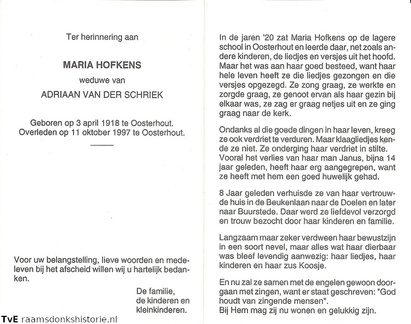 Maria Hofkens Adriaan van der Schriek