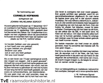 Cornelis Hofmans Joanna Wilhelmina Sgroot