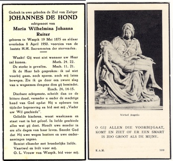 Johannes de Hond Maria Wilhelmina Johanna Ruiter