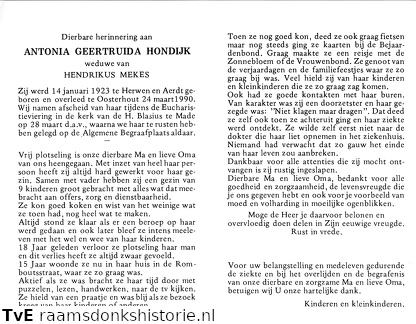 Antonia Geertruida Hondijk Hendrikus Mekes