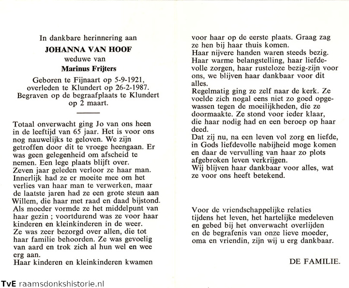 Johanna van Hoof Marinus Frijters