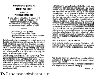 Marie van Hoof Petrus Adrianus Kox