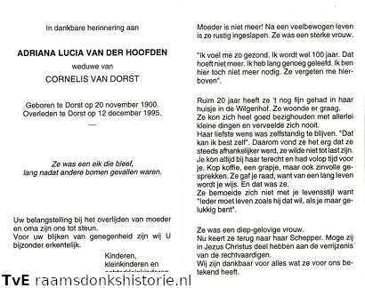 Adriana Lucia van der Hoofden Cornelis van Dorst