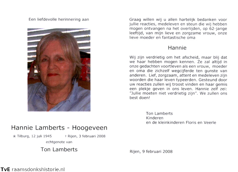 Hannie Hoogeveen Ton Lamberts