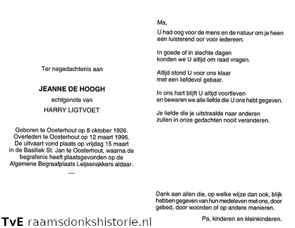 Jeanne de Hoogh  Harry Ligtvoet