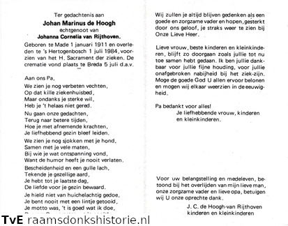 Johannes Marinus de Hoogh Johanna Cornelia van Rijthoven