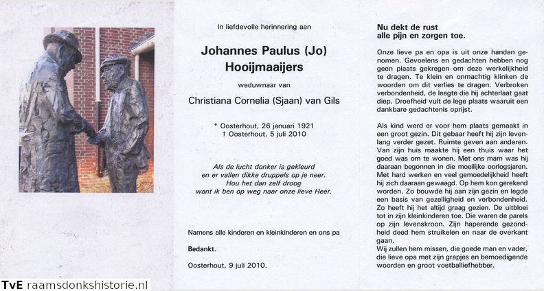 Johannes Paulus Hooijmaaijers Christiana Cornelia van Gils