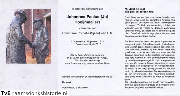 Johannes Paulus Hooijmaaijers Christiana Cornelia van Gils