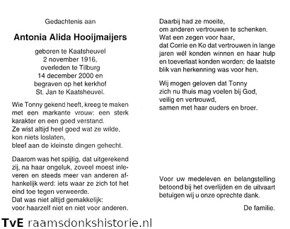 Antonia Alida Hooijmaijers,)