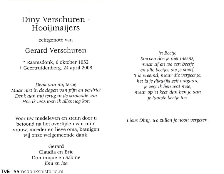 Diny Hooijmaijers Gerard Verschuren