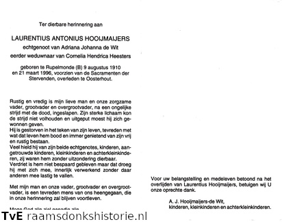 Laurentius Antonius Hooijmaijers Adriana Johanna de Wit-Cornelia Hendrica Heesters
