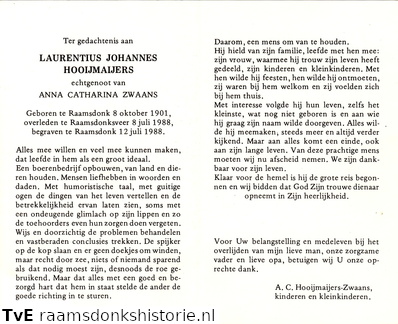 Laurentius Hooijmaijers Anna Catharina Zwaans
