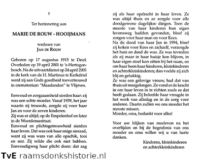 Marie Hooijmans Jan de Rouw