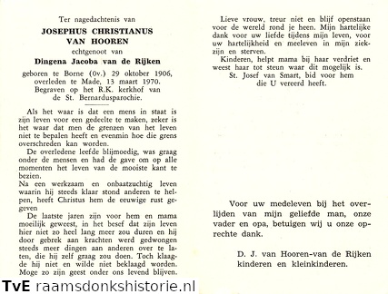 Josephus Christianus van Hooren Dingena Jacoba van de Rijken