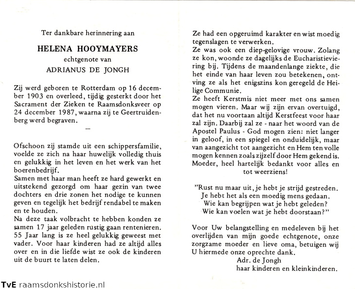 Helena Hooymayers Adrianus de Jongh