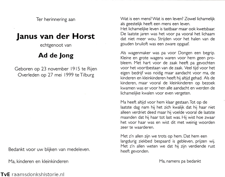 Janus van der Horst Ad de Jong
