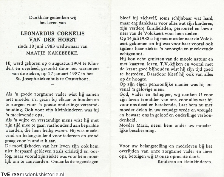 Leonardus Cornelis van der Horst Maatje Kakebeeke
