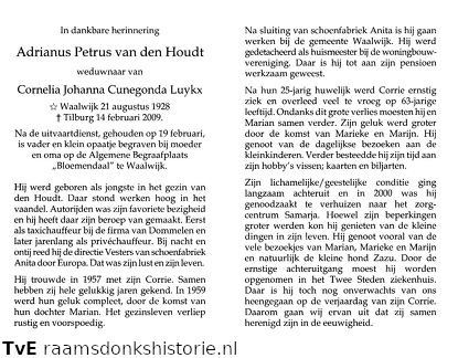 Adrianus Petrus van den Houdt Cornelia Johanna Cunegonda Luykx
