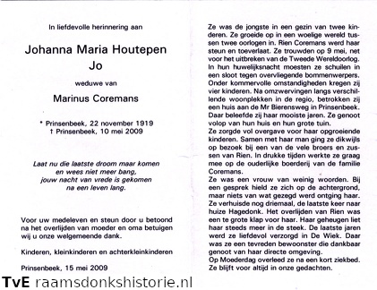 Johanna Maria Houtepen Marinus Coremans