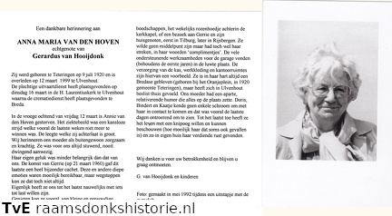 Anna Maria van den Hoven Gerardus van Hooijdonk