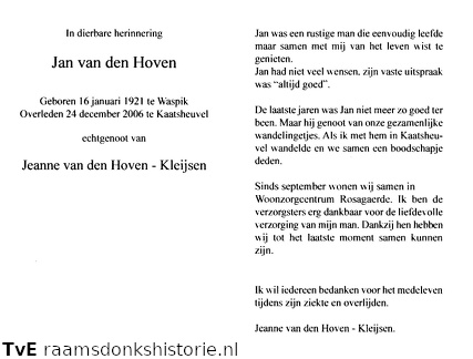 Jan van den Hoven Jeanne Kleijsen