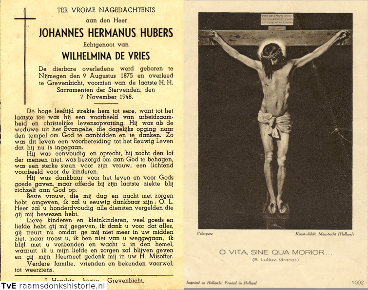 Johannes Hermanus Hubers Wilhelmina de Vries