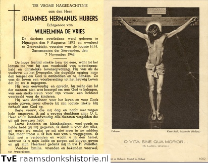 Johannes Hermanus Hubers Wilhelmina de Vries