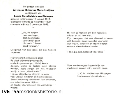 Antonius Hubertus Maria Huijben Leonie Cornelia Maria van Gisbergen