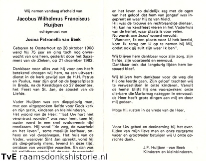Jacobus Wilhelmus Franciscus Huijben Josina Petronella van Beek
