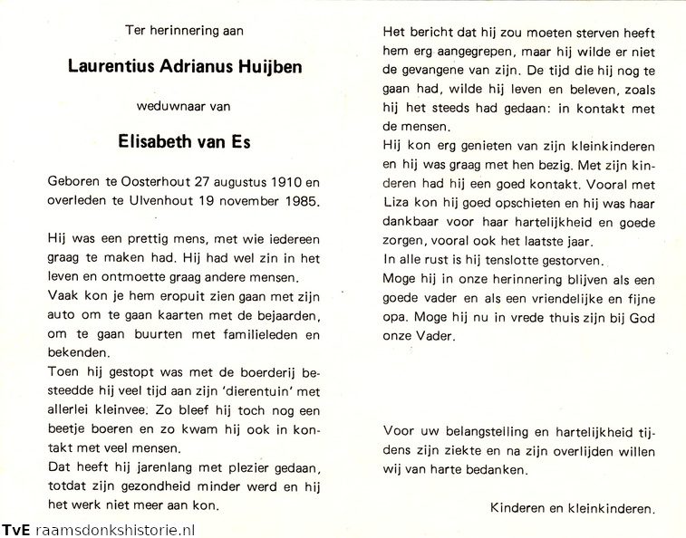 Laurentius Adrianus Huijben Elisabeth van Es