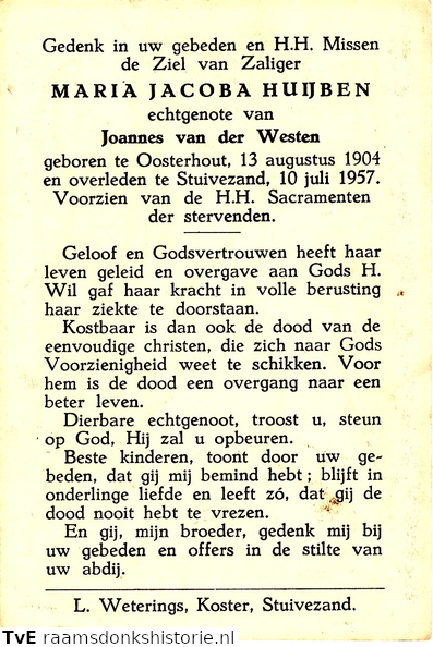 Maria Jacoba Huijben Joannes van der Westen