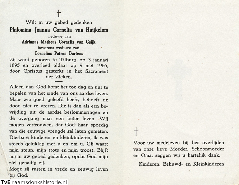 Philomina Joanna Cornelia van Huijkelom Adrianus Matheus Cornelis van Cuijk Cornelius Petrus Bertens