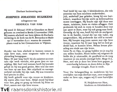 Josephus Johannes Huijskens Hendrica van Ham