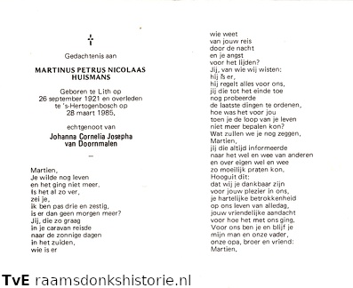 Martinus Petrus Nicolaas Huismans Johanna Cornelia Josepha van Doornmalen